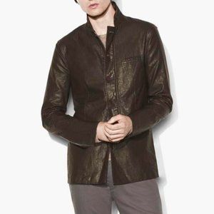 Authentic John Varvatos Espresso Leather Jacket (L, EU Size 56)